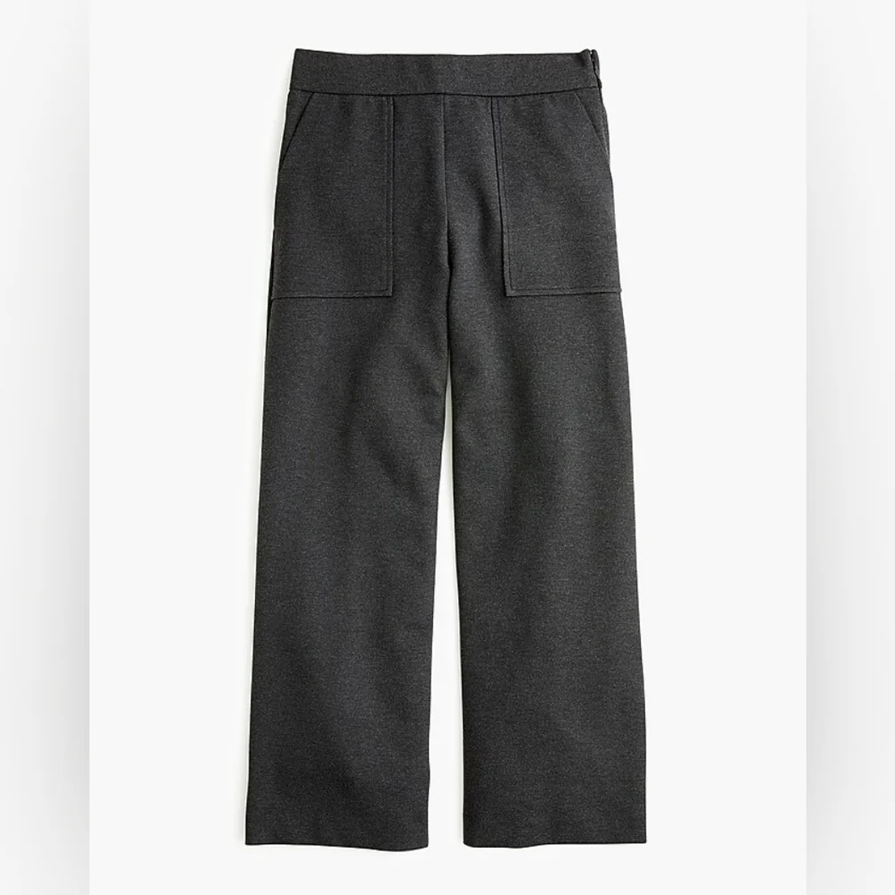 J. Crew Ponte wide-leg‎ crop with patch pockets Dark Grey